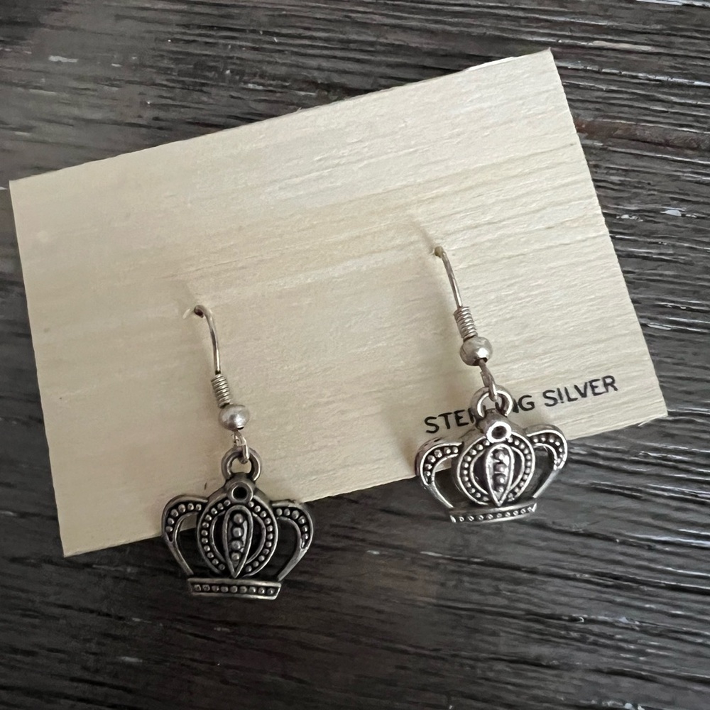 Silver Crown Earrings